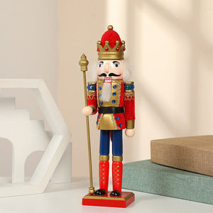 2Pcs/Set 30cm Christmas Nutcracker Hand Painted Wooden King Drummer Soldier Puppet Handcraft Christmas Home Office Decoration acacuss