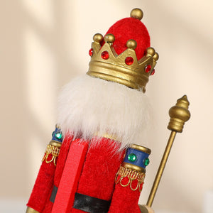 2Pcs/Set 30cm Christmas Nutcracker Hand Painted Wooden King Drummer Soldier Puppet Handcraft Christmas Home Office Decoration acacuss