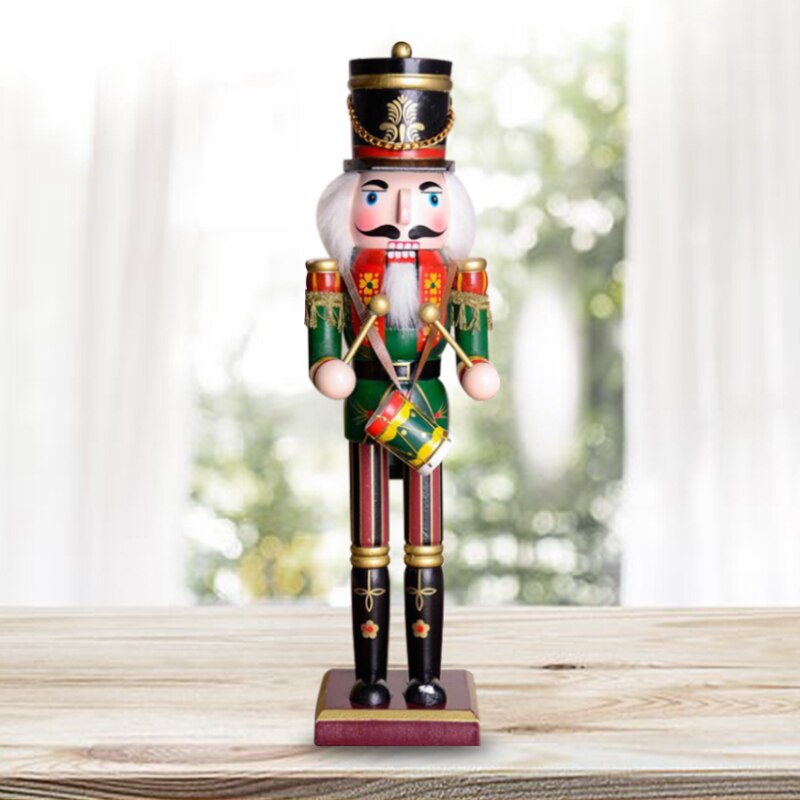 2Pcs/Set 30cm Christmas Nutcracker Hand Painted Wooden King Drummer Soldier Puppet Handcraft Christmas Home Office Decoration acacuss