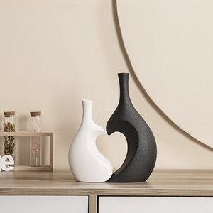 2Pcs/Set Ceramic Embrace Heart-shaped Vase for Pampas Grass Dried Flower Nordic Living Room Home Decoration Accessories Tabletop acacuss