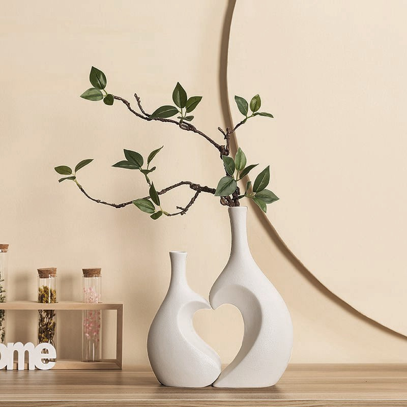 2Pcs/Set Ceramic Embrace Heart-shaped Vase for Pampas Grass Dried Flower Nordic Living Room Home Decoration Accessories Tabletop acacuss