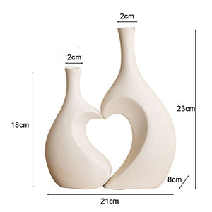2Pcs/Set Ceramic Embrace Heart-shaped Vase for Pampas Grass Dried Flower Nordic Living Room Home Decoration Accessories Tabletop acacuss