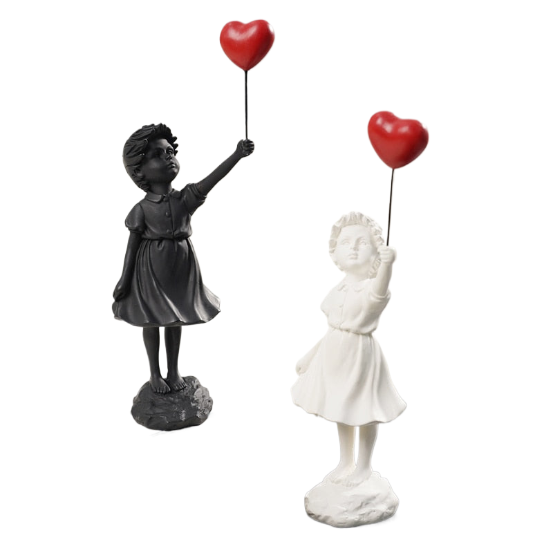 Flying Balloon Girl Figurine, Banksy Home Decor Modern Art Skulptur, Resin Figur Hantverk Prydnad, Samlarstaty