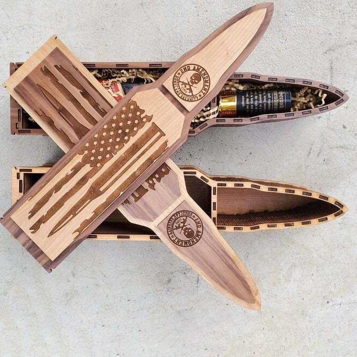 2nd Amendment Whiskey holder bullet flag wine holder Wooden flag box gun lover decor acacuss