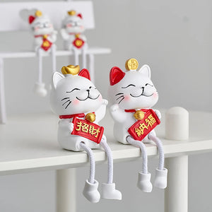 2pcs Aesthetic Home Decoration Accessories Hanging Feet Lucky Cat Figurines Living Room Porch TV Cabinet Decor Lovely Cat Decor acacuss