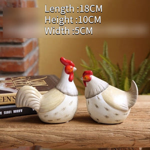 2pcs Couple Chicken Ornaments Country Style Home Accessories Ceramic Cabinet Decoration Simulation Animal Yard Decoration acacuss