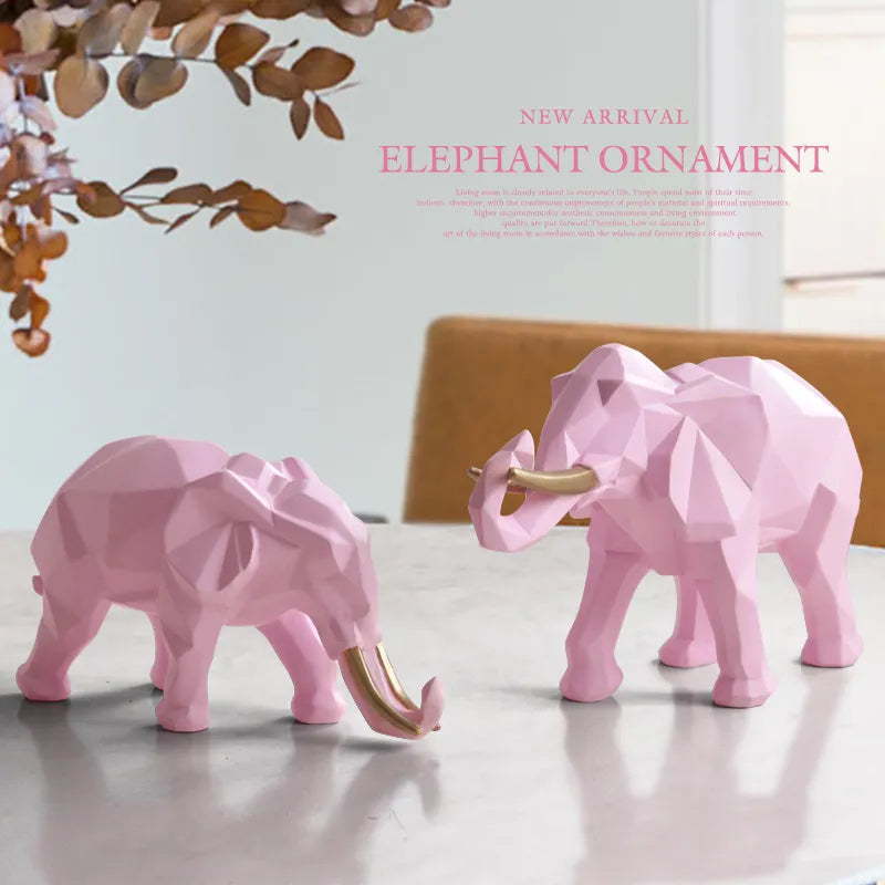 2pcs Elephant figurine resin for home office hotel decoration tabletop animal modern craft India white Elephant statue decor acacuss