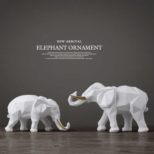 2pcs Elephant figurine resin for home office hotel decoration tabletop animal modern craft India white Elephant statue decor acacuss