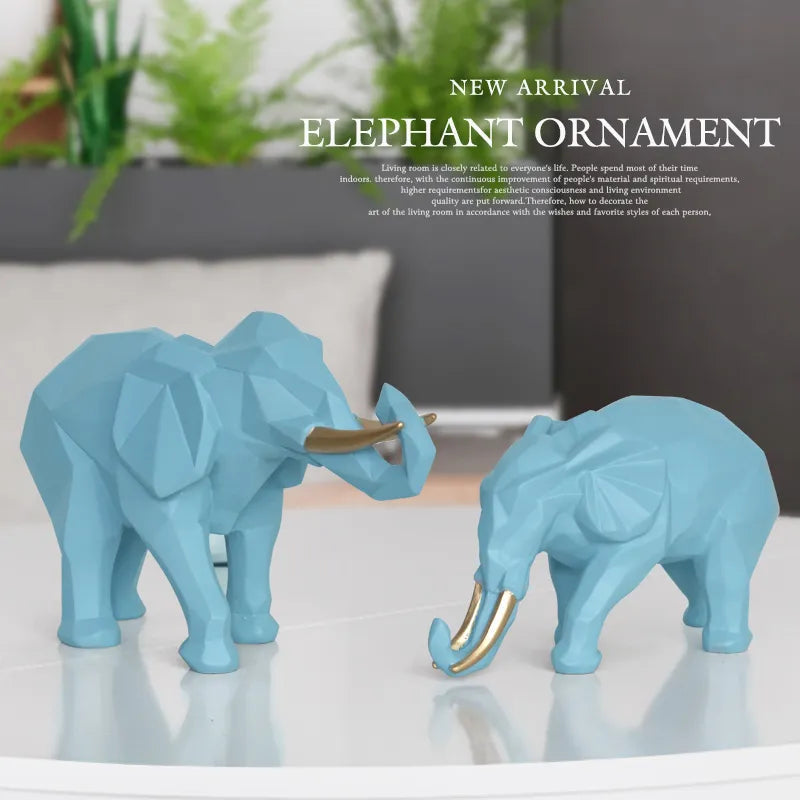 2pcs Elephant figurine resin for home office hotel decoration tabletop animal modern craft India white Elephant statue decor acacuss