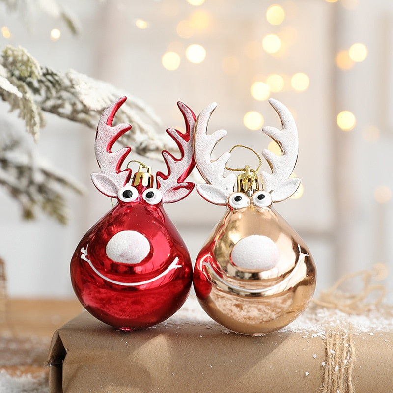 2pcs Elk Christmas Balls Ornaments Xmas Tree Hanging Bauble Pendant  Christmas Decorations for Home New Year Party Navidad 2022 acacuss