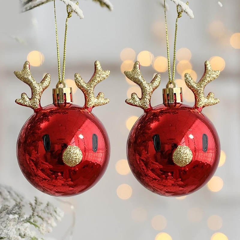 2pcs Elk Christmas Balls Ornaments Xmas Tree Hanging Bauble Pendant  Christmas Decorations for Home New Year Party Navidad 2022 acacuss