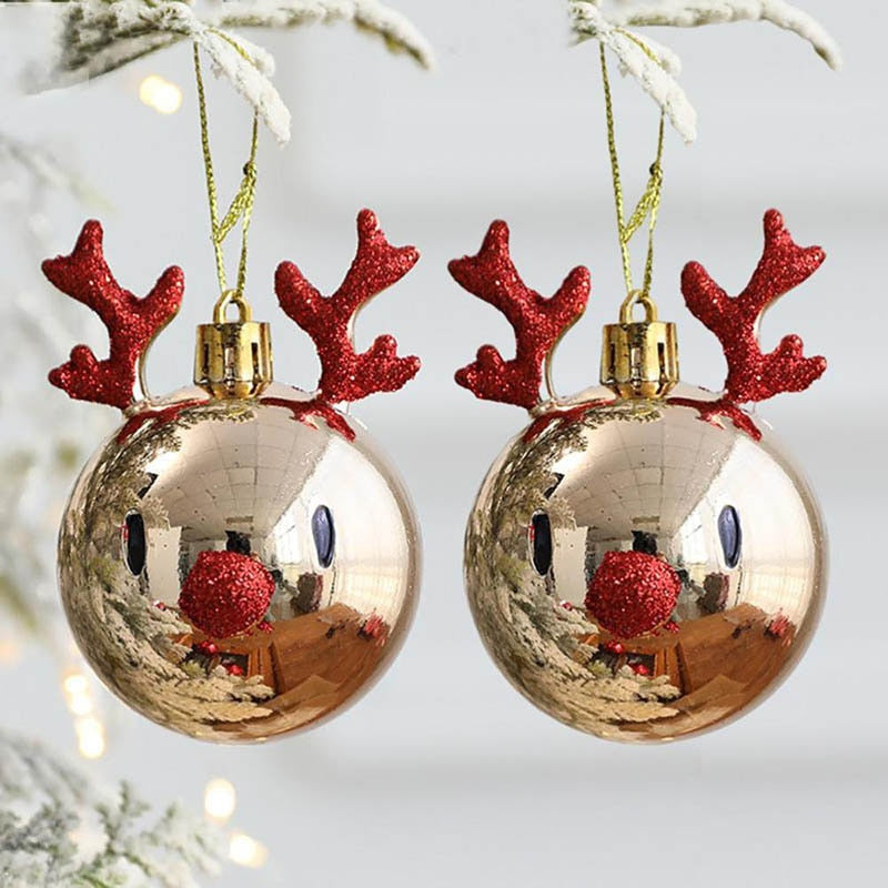 2pcs Elk Christmas Balls Ornaments Xmas Tree Hanging Bauble Pendant  Christmas Decorations for Home New Year Party Navidad 2022 acacuss