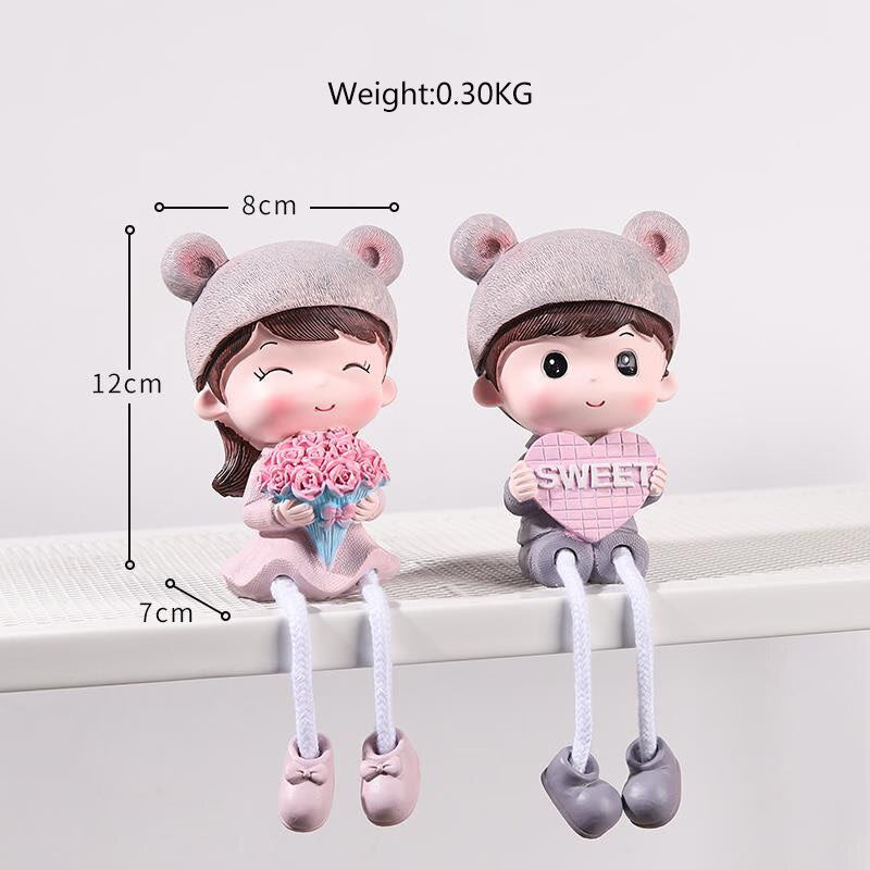 2pcs Resin Doll Ornament Cute Room Decoration Miniatures Nordic Home Decoration Accessories Indoor Figurines Children's Gifts acacuss