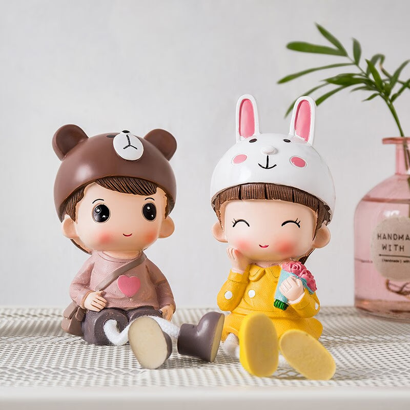 2pcs Resin Doll Ornament Cute Room Decoration Miniatures Nordic Home Decoration Accessories Indoor Figurines Children's Gifts acacuss