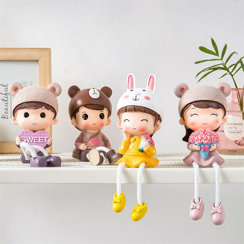 2pcs Resin Doll Ornament Cute Room Decoration Miniatures Nordic Home Decoration Accessories Indoor Figurines Children's Gifts acacuss