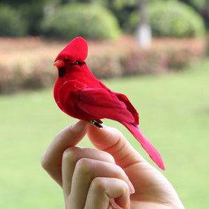 2pcs Simulation Feather Birds with Clips for Garden Lawn Tree Decor Handicraft Red Birds Figurines Christmas Home Decoration acacuss
