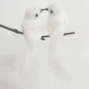 2pcs Simulation Feather Birds with Clips for Garden Lawn Tree Decor Handicraft Red Birds Figurines Christmas Home Decoration acacuss