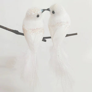 2pcs Simulation Feather Birds with Clips for Garden Lawn Tree Decor Handicraft Red Birds Figurines Christmas Home Decoration acacuss
