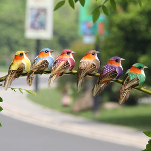 2pcs Simulation Feather Birds with Clips for Garden Lawn Tree Decor Handicraft Red Birds Figurines Christmas Home Decoration acacuss