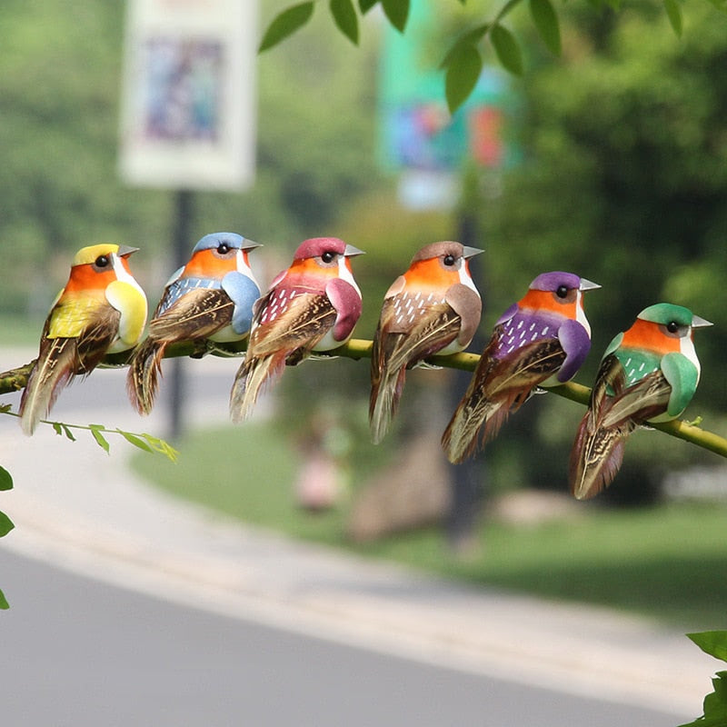2pcs Simulation Feather Birds with Clips for Garden Lawn Tree Decor Handicraft Red Birds Figurines Christmas Home Decoration acacuss