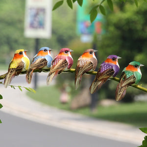 2pcs Simulation Feather Birds with Clips for Garden Lawn Tree Decor Handicraft Red Birds Figurines Christmas Home Decoration acacuss