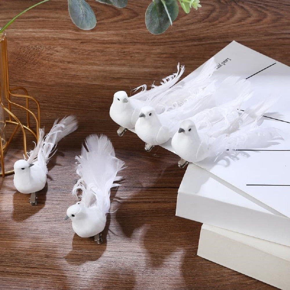 2pcs Simulation Feather Birds with Clips for Garden Lawn Tree Decor Handicraft Red Birds Figurines Christmas Home Decoration acacuss