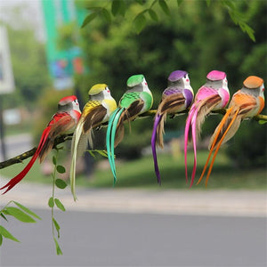 2pcs Simulation Feather Birds with Clips for Garden Lawn Tree Decor Handicraft Red Birds Figurines Christmas Home Decoration acacuss
