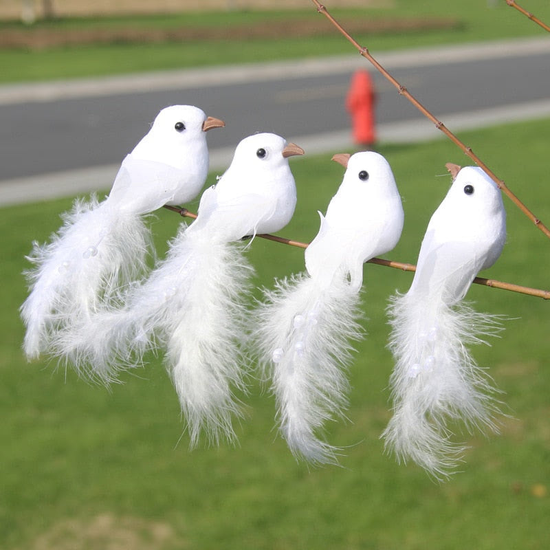 2pcs Simulation Feather Birds with Clips for Garden Lawn Tree Decor Handicraft Red Birds Figurines Christmas Home Decoration acacuss