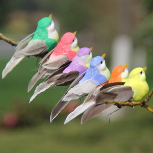 2pcs Simulation Feather Birds with Clips for Garden Lawn Tree Decor Handicraft Red Birds Figurines Christmas Home Decoration acacuss