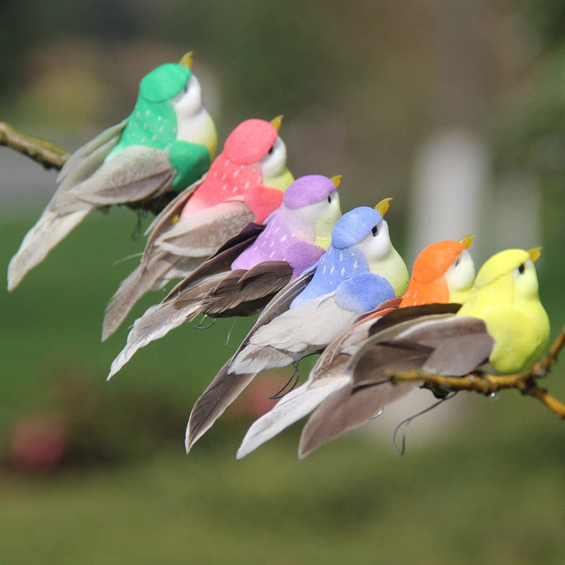 2pcs Simulation Feather Birds with Clips for Garden Lawn Tree Decor Handicraft Red Birds Figurines Christmas Home Decoration acacuss