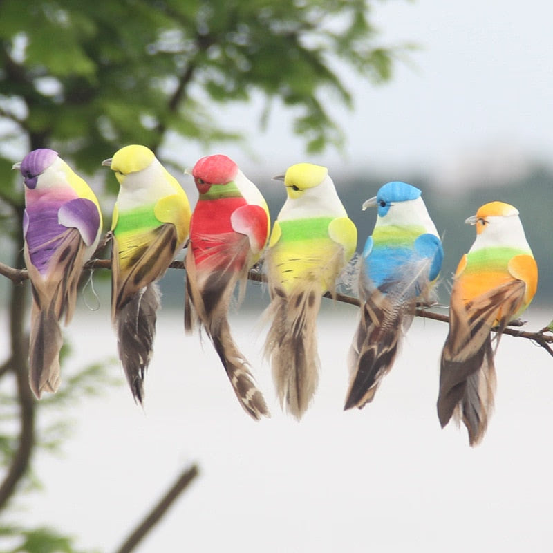 2pcs Simulation Feather Birds with Clips for Garden Lawn Tree Decor Handicraft Red Birds Figurines Christmas Home Decoration acacuss