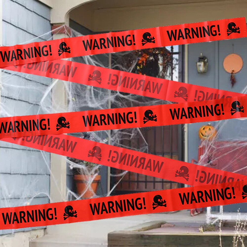 2pcs/set Halloween Warning Tape Signs Halloween Props Window Prop Party Danger Warning line Halloween Decoration Witch Balloons acacuss