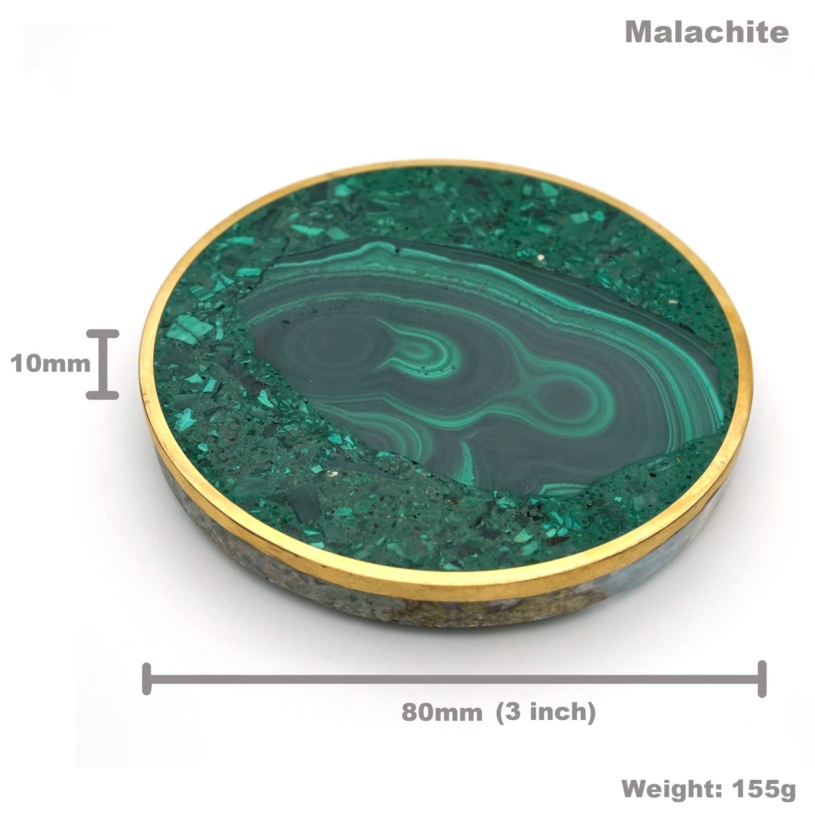 3 Inch Malachite Coaster Single Piece for Hot& Cold Drinks, Thermal insulation pads, Temperature restrict, for all seasons acacuss