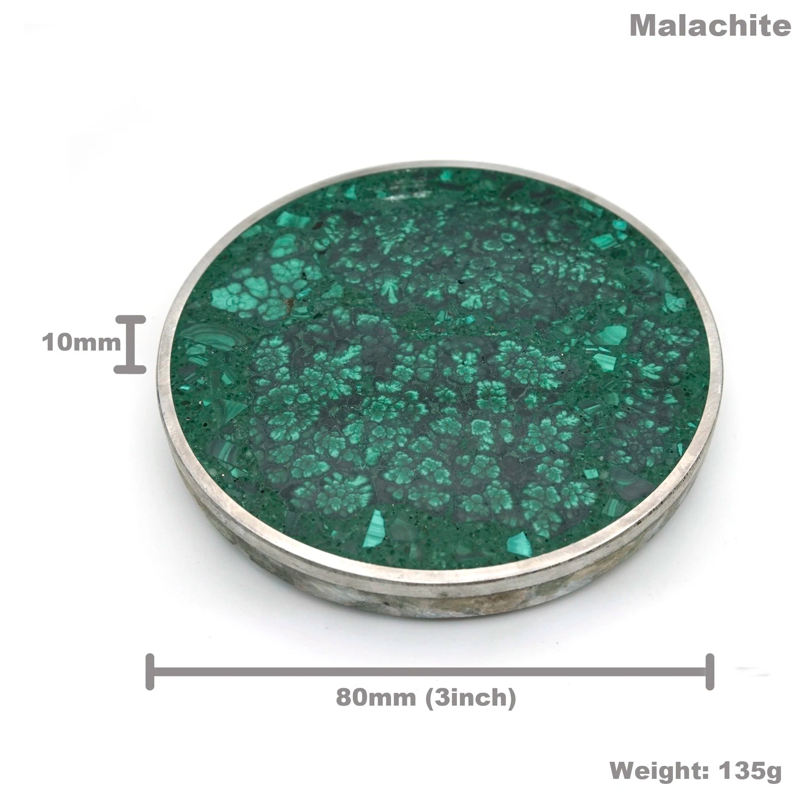 3 Inch Malachite Coaster Single Piece for Hot& Cold Drinks, Thermal insulation pads, Temperature restrict, for all seasons acacuss