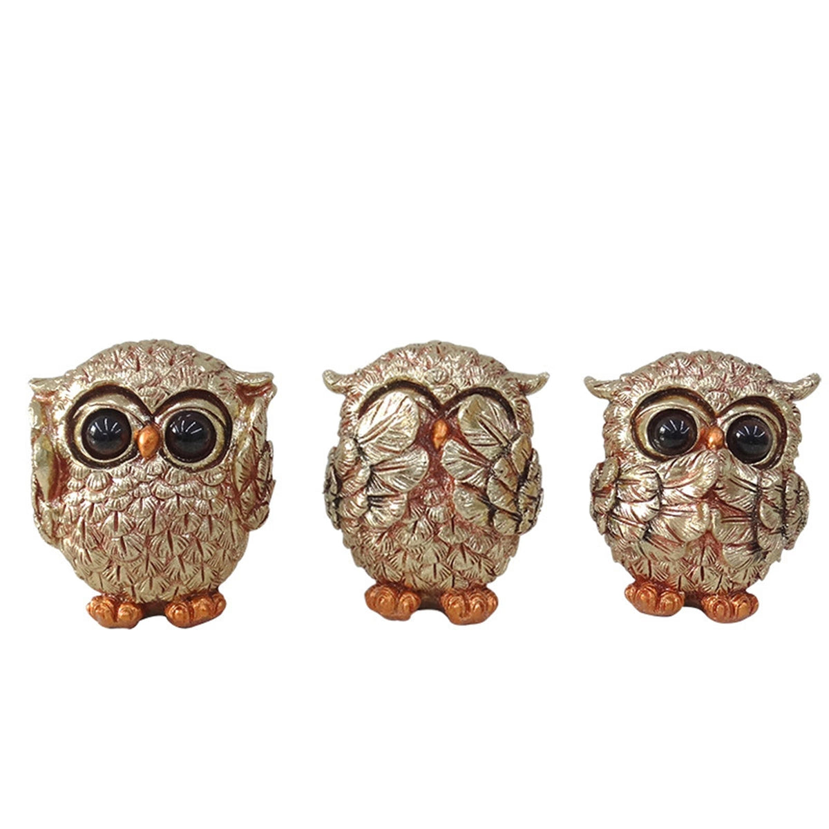 3 Owl Figurines Decor See No Evil Hear No Evil Speak No Evil Cute Owl Statue Crafted Animal Sculpture Ornament for Home Office T acacuss