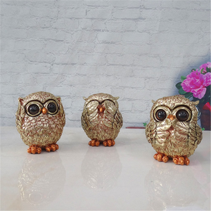 3 Owl Figurines Decor See No Evil Hear No Evil Speak No Evil Cute Owl Statue Crafted Animal Sculpture Ornament for Home Office T acacuss