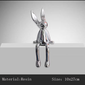 3 Piece Creative Shiny Rabbit Statue Home Decor Modern Nordic Animal Resin Art Sculpture Crafts Desktop Electroplated Ornament acacuss
