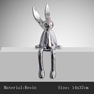 3 Piece Creative Shiny Rabbit Statue Home Decor Modern Nordic Animal Resin Art Sculpture Crafts Desktop Electroplated Ornament acacuss