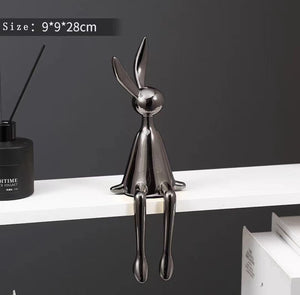 3 Piece Creative Shiny Rabbit Statue Home Decor Modern Nordic Animal Resin Art Sculpture Crafts Desktop Electroplated Ornament acacuss