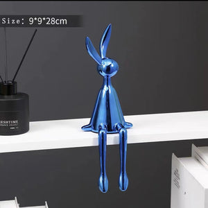 3 Piece Creative Shiny Rabbit Statue Home Decor Modern Nordic Animal Resin Art Sculpture Crafts Desktop Electroplated Ornament acacuss