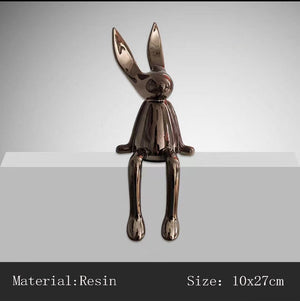 3 Piece Creative Shiny Rabbit Statue Home Decor Modern Nordic Animal Resin Art Sculpture Crafts Desktop Electroplated Ornament acacuss