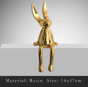 3 Piece Creative Shiny Rabbit Statue Home Decor Modern Nordic Animal Resin Art Sculpture Crafts Desktop Electroplated Ornament acacuss