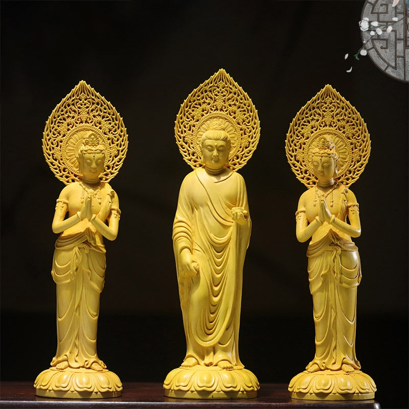 3 wooden buddha statue Guan Yin statue handmade wood carving Wood Statue Feng Shui buddha light pray at home religion statue acacuss