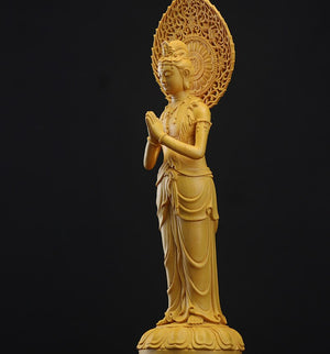 3 wooden buddha statue Guan Yin statue handmade wood carving Wood Statue Feng Shui buddha light pray at home religion statue acacuss