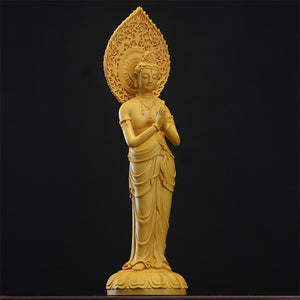 3 wooden buddha statue Guan Yin statue handmade wood carving Wood Statue Feng Shui buddha light pray at home religion statue acacuss