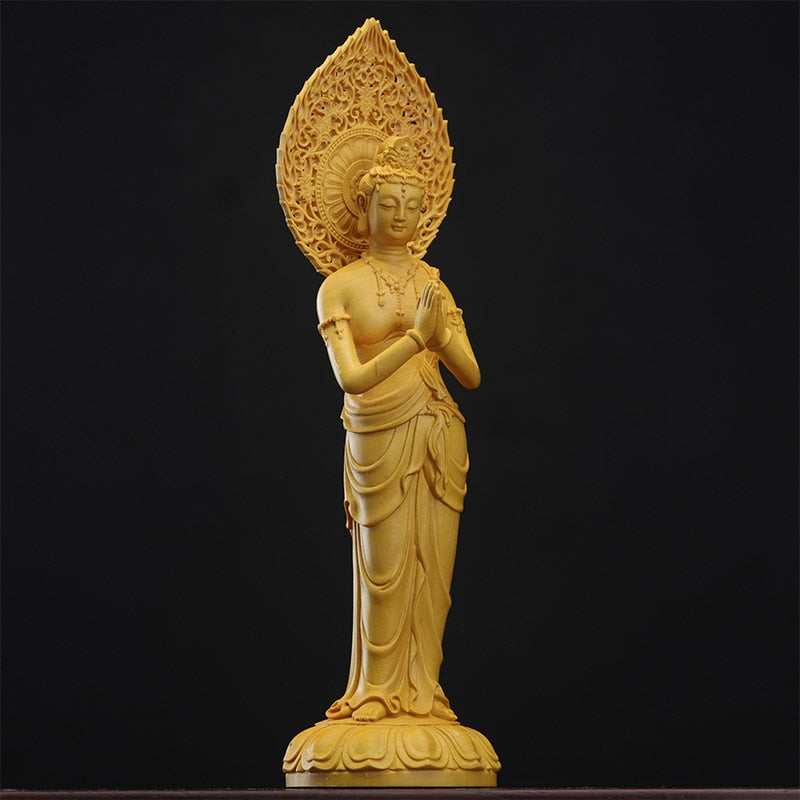 3 wooden buddha statue Guan Yin statue handmade wood carving Wood Statue Feng Shui buddha light pray at home religion statue acacuss