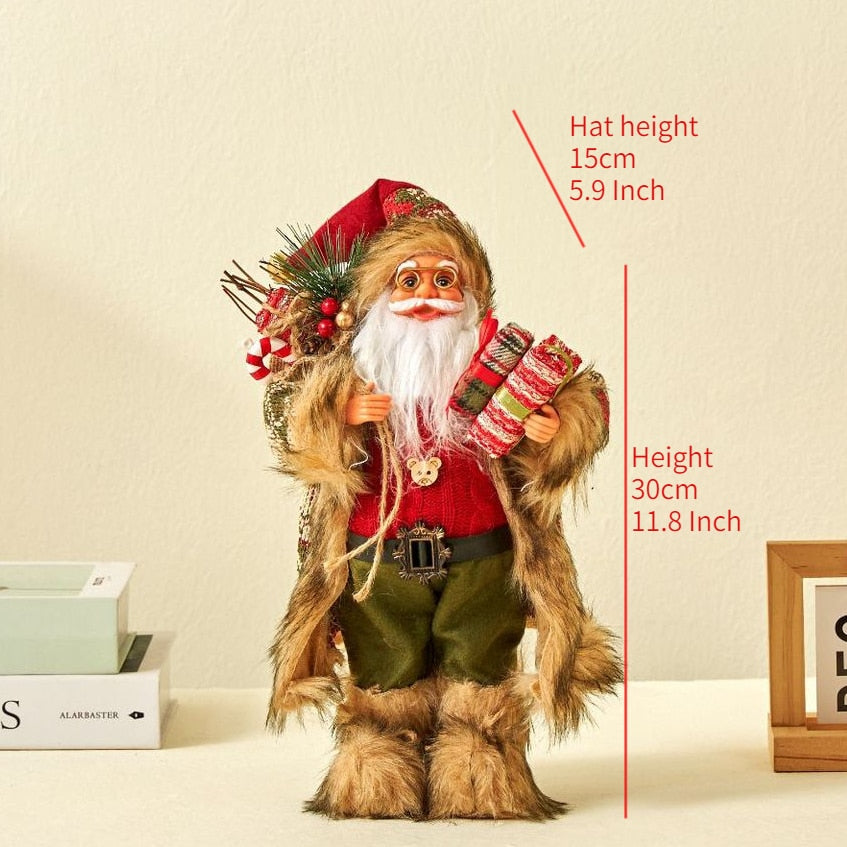 30/45cm Santa Claus Doll Decoration Red Plaid Santa Dolls New Year Gift 2024 Christmas Family Party Decoration Ornaments acacuss