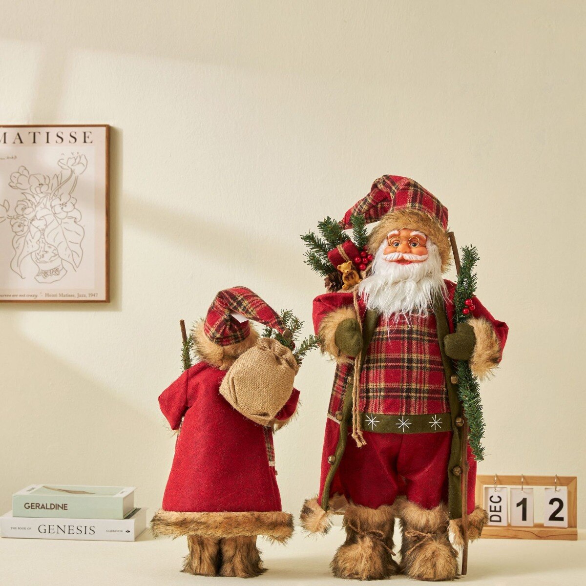 30/45cm Santa Claus Doll Decoration Red Plaid Santa Dolls New Year Gift 2024 Christmas Family Party Decoration Ornaments acacuss