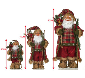30/45cm Santa Claus Doll Decoration Red Plaid Santa Dolls New Year Gift 2024 Christmas Family Party Decoration Ornaments acacuss