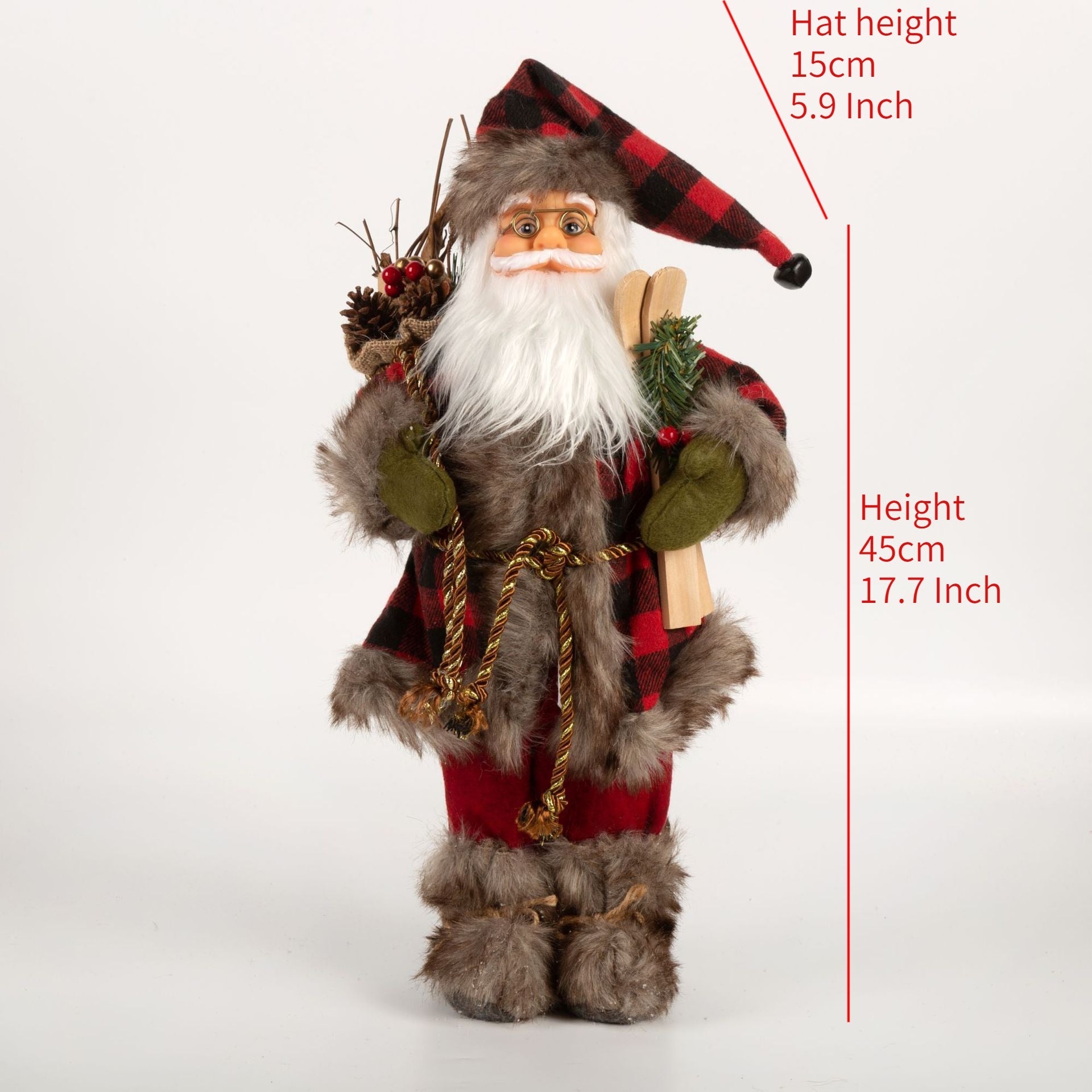 30/45cm Santa Claus Doll Decoration Red Plaid Santa Dolls New Year Gift 2024 Christmas Family Party Decoration Ornaments acacuss